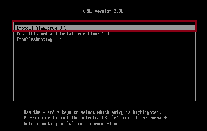 grub install almalinux