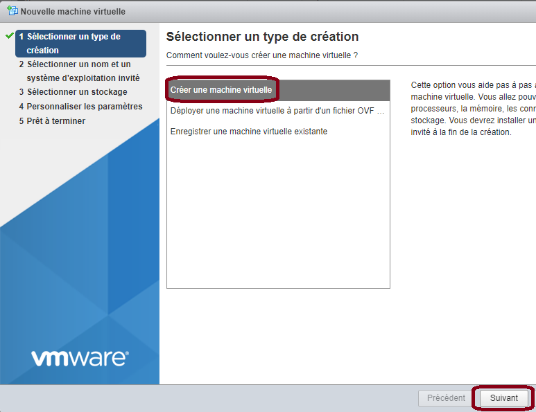 type de creation vm