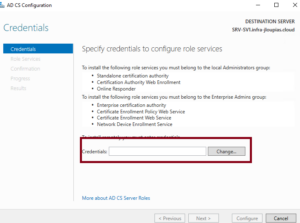 change credential adcs config
