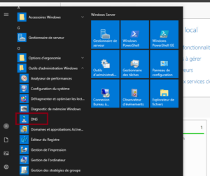 menu demarrer dns