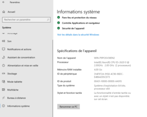parametres informations systeme